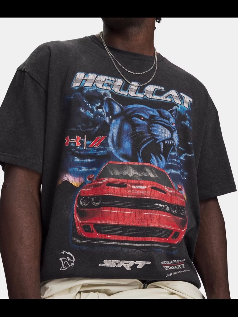 Under Armour UA x Dodge Heavyweight Airbrush Cat t shirt size m